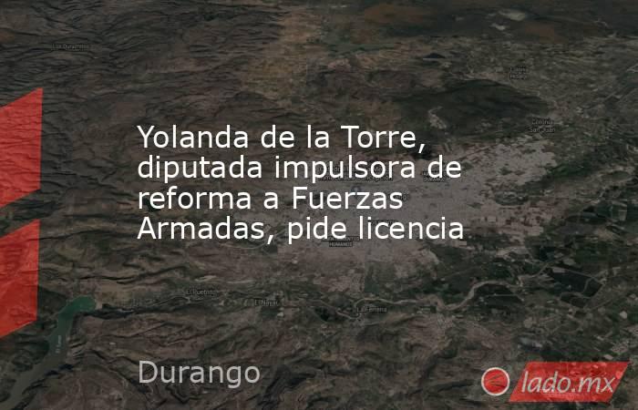 Yolanda de la Torre, diputada impulsora de reforma a Fuerzas Armadas, pide licencia. Noticias en tiempo real