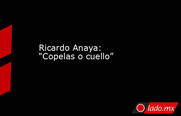 Ricardo Anaya: “Copelas o cuello”. Noticias en tiempo real