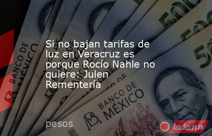 Si no bajan tarifas de luz en Veracruz es porque Rocío Nahle no quiere: Julen Rementería. Noticias en tiempo real