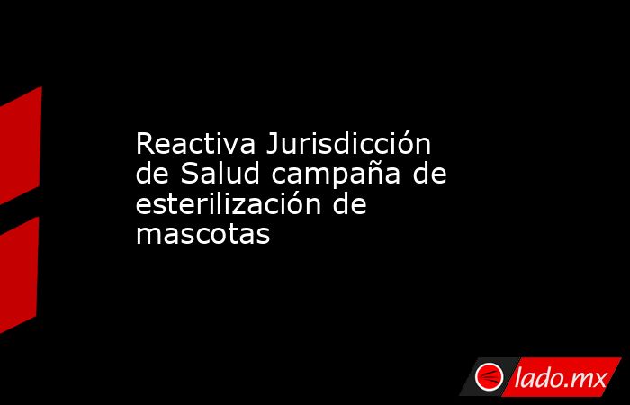 Reactiva Jurisdicción de Salud campaña de esterilización de mascotas. Noticias en tiempo real