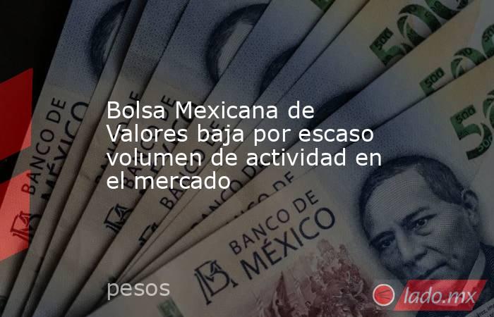 Bolsa Mexicana de Valores baja por escaso volumen de actividad en el mercado. Noticias en tiempo real