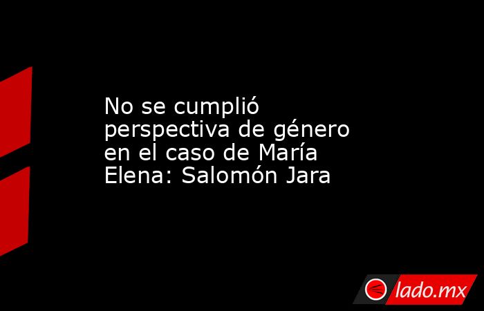 No se cumplió perspectiva de género en el caso de María Elena: Salomón Jara. Noticias en tiempo real