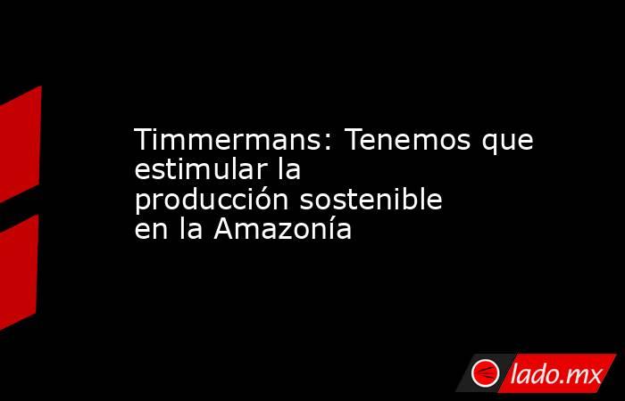 Timmermans: Tenemos que estimular la producción sostenible en la Amazonía. Noticias en tiempo real