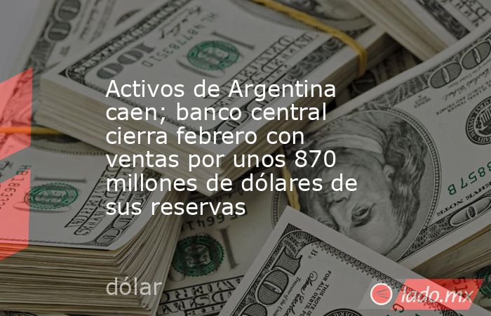Activos de Argentina caen; banco central cierra febrero con ventas por unos 870 millones de dólares de sus reservas. Noticias en tiempo real