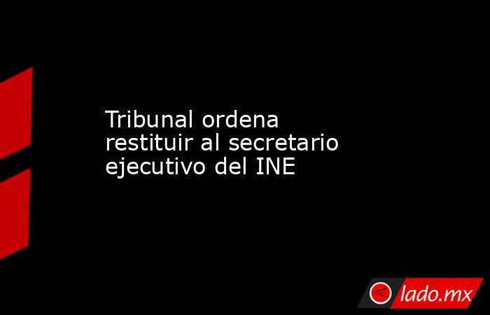 Tribunal ordena restituir al secretario ejecutivo del INE. Noticias en tiempo real