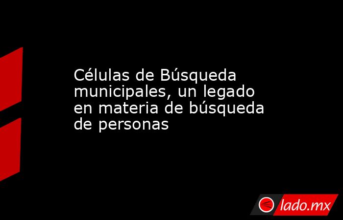 Células de Búsqueda municipales, un legado en materia de búsqueda de personas. Noticias en tiempo real