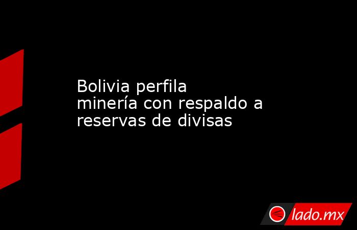 Bolivia perfila minería con respaldo a reservas de divisas. Noticias en tiempo real