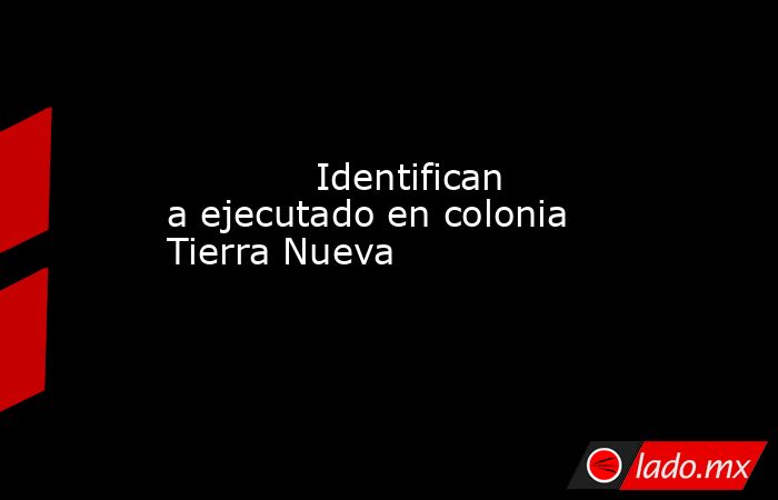             Identifican a ejecutado en colonia Tierra Nueva            . Noticias en tiempo real