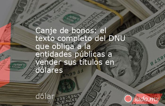 Canje de bonos: el texto completo del DNU que obliga a la entidades públicas a vender sus títulos en dólares . Noticias en tiempo real
