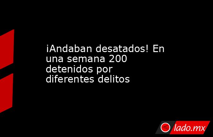 ¡Andaban desatados! En una semana 200 detenidos por diferentes delitos. Noticias en tiempo real
