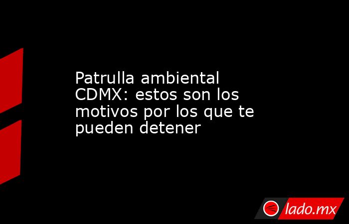 Patrulla ambiental CDMX: estos son los motivos por los que te pueden detener. Noticias en tiempo real