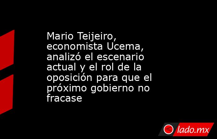Mario Teijeiro, economista Ucema, analizó el escenario actual y el rol de la oposición para que el próximo gobierno no fracase. Noticias en tiempo real