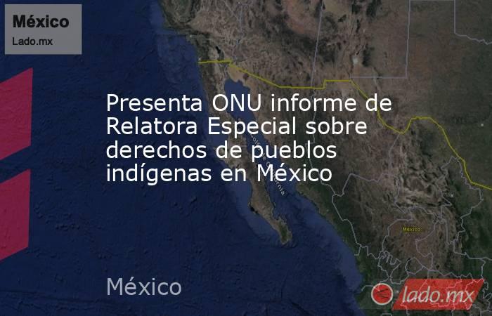Presenta ONU informe de Relatora Especial sobre derechos de pueblos indígenas en México. Noticias en tiempo real