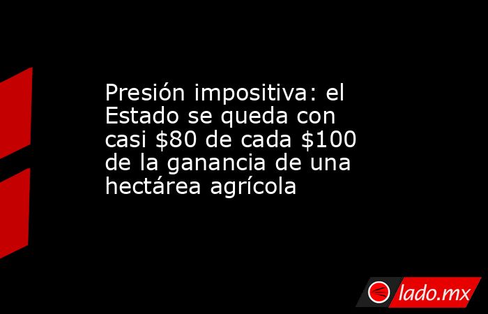 Presión impositiva: el Estado se queda con casi $80 de cada $100 de la ganancia de una hectárea agrícola. Noticias en tiempo real