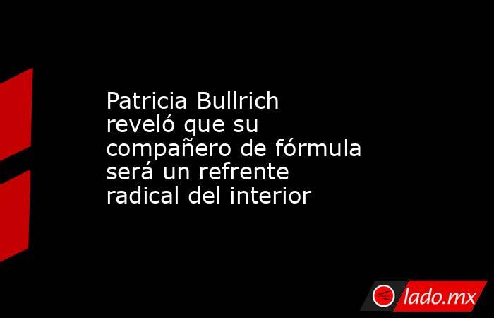 Patricia Bullrich reveló que su compañero de fórmula será un refrente radical del interior. Noticias en tiempo real