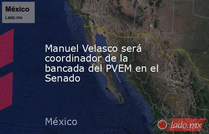 Manuel Velasco será coordinador de la bancada del PVEM en el Senado. Noticias en tiempo real