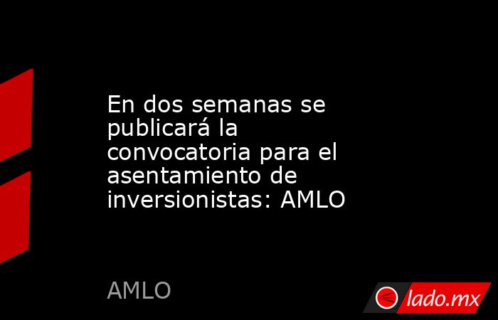 En dos semanas se publicará la convocatoria para el asentamiento de inversionistas: AMLO. Noticias en tiempo real