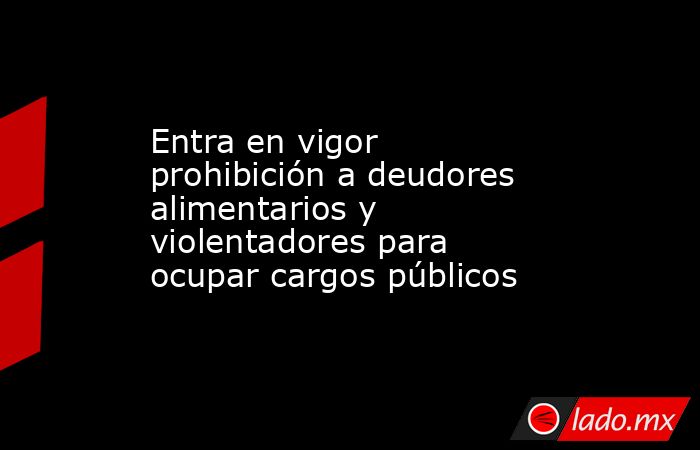 Entra en vigor prohibición a deudores alimentarios y violentadores para ocupar cargos públicos. Noticias en tiempo real