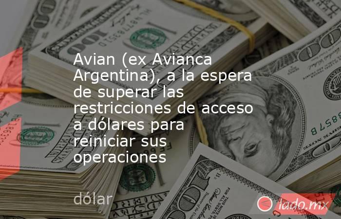 Avian (ex Avianca Argentina), a la espera de superar las restricciones de acceso a dólares para reiniciar sus operaciones. Noticias en tiempo real
