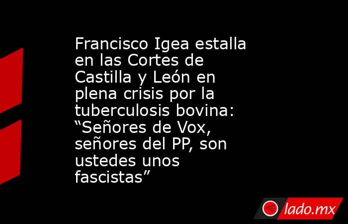 Francisco Igea estalla en las Cortes de Castilla y León en plena crisis por la tuberculosis bovina: “Señores de Vox, señores del PP, son ustedes unos fascistas”. Noticias en tiempo real