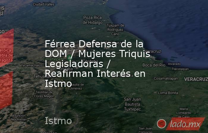 Férrea Defensa de la DOM / Mujeres Triquis Legisladoras / Reafirman Interés en Istmo. Noticias en tiempo real