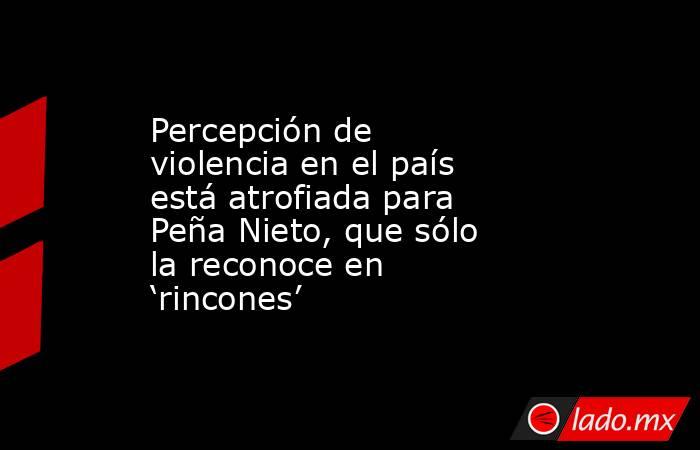 Percepción de violencia en el país está atrofiada para Peña Nieto, que sólo la reconoce en ‘rincones’. Noticias en tiempo real