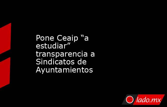 Pone Ceaip “a estudiar” transparencia a Sindicatos de Ayuntamientos. Noticias en tiempo real