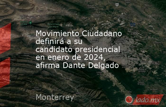 Movimiento Ciudadano definirá a su candidato presidencial en enero de 2024, afirma Dante Delgado. Noticias en tiempo real