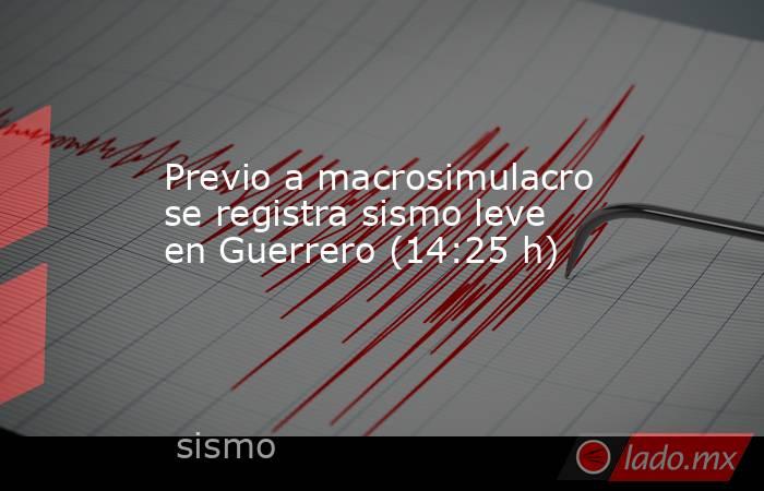Previo a macrosimulacro se registra sismo leve en Guerrero (14:25 h). Noticias en tiempo real