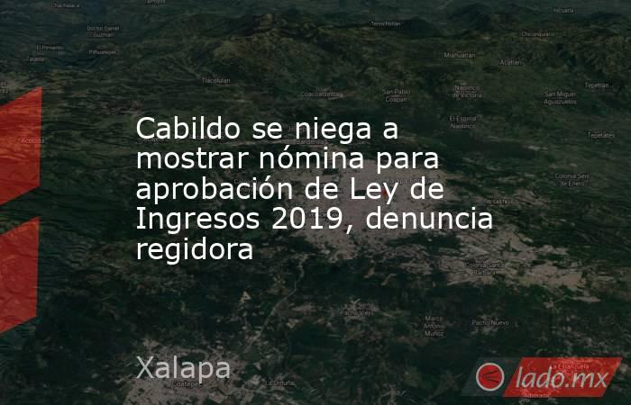 Cabildo se niega a mostrar nómina para aprobación de Ley de Ingresos 2019, denuncia regidora. Noticias en tiempo real