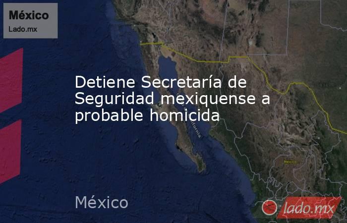 Detiene Secretaría de Seguridad mexiquense a probable homicida. Noticias en tiempo real