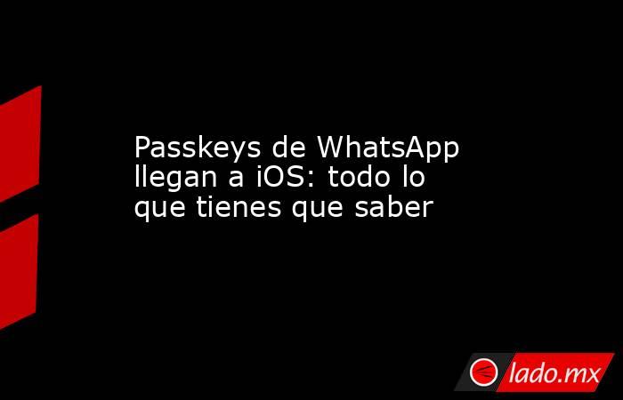 Passkeys de WhatsApp llegan a iOS: todo lo que tienes que saber. Noticias en tiempo real