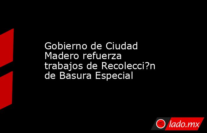 Gobierno de Ciudad Madero refuerza trabajos de Recolecci?n de Basura Especial. Noticias en tiempo real