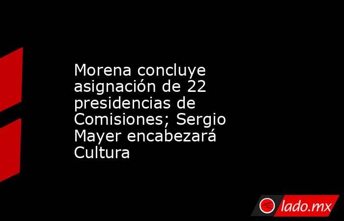 Morena concluye asignación de 22 presidencias de Comisiones; Sergio Mayer encabezará Cultura. Noticias en tiempo real