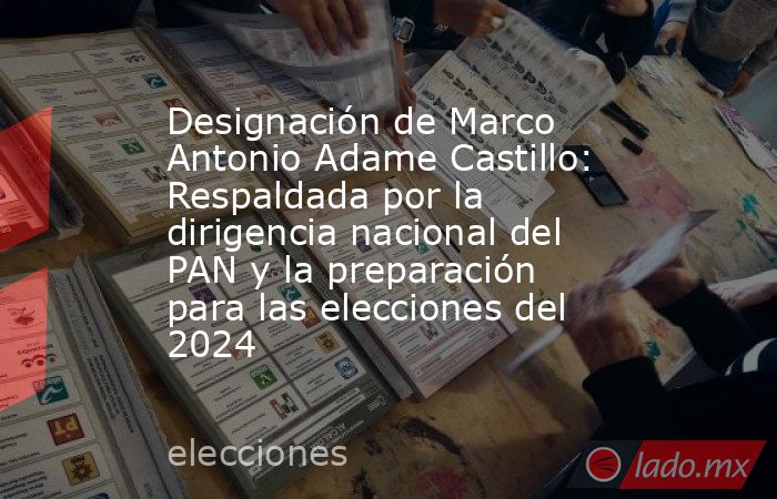 Designación de Marco Antonio Adame Castillo: Respaldada por la dirigencia nacional del PAN y la preparación para las elecciones del 2024. Noticias en tiempo real