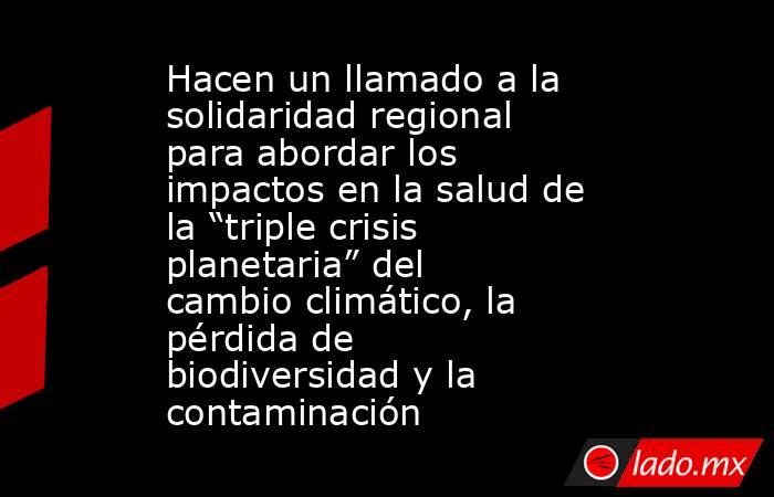 Hacen un llamado a la solidaridad regional para abordar los impactos en la salud de la “triple crisis planetaria” del cambio climático, la pérdida de biodiversidad y la contaminación. Noticias en tiempo real