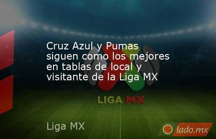 Cruz Azul y Pumas siguen como los mejores en tablas de local y visitante de la Liga MX. Noticias en tiempo real