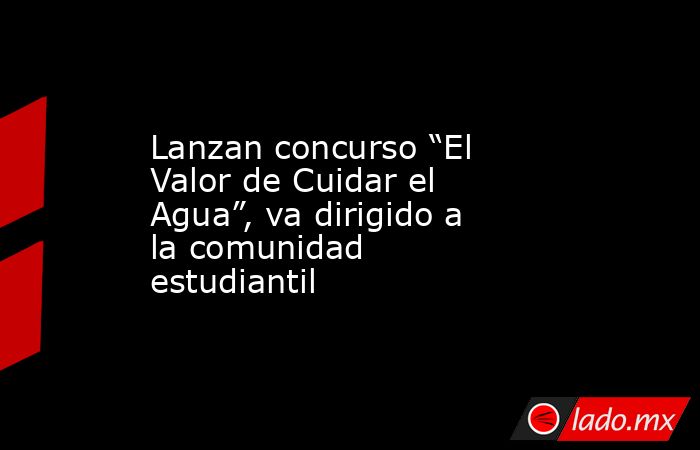 Lanzan concurso “El Valor de Cuidar el Agua”, va dirigido a la ...