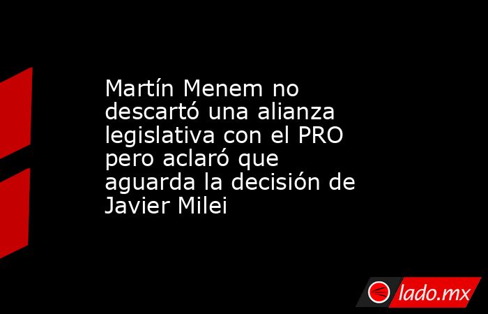 Martín Menem no descartó una alianza legislativa con el PRO pero aclaró que aguarda la decisión de Javier Milei. Noticias en tiempo real