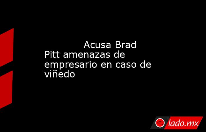             Acusa Brad Pitt amenazas de empresario en caso de viñedo            . Noticias en tiempo real