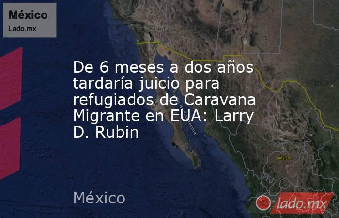 De 6 meses a dos años tardaría juicio para refugiados de Caravana Migrante en EUA: Larry D. Rubin. Noticias en tiempo real