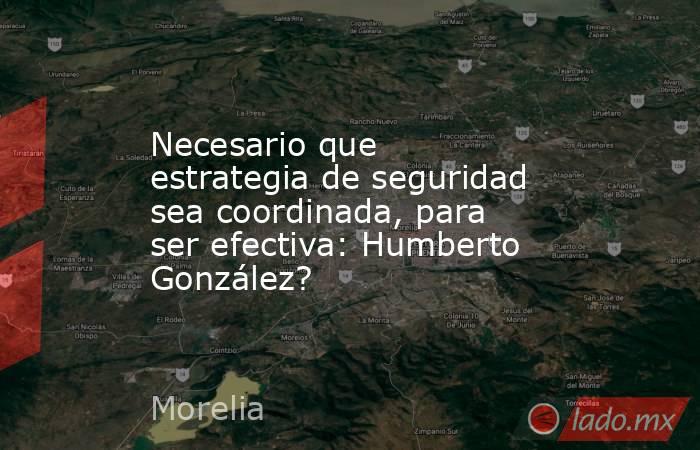 Necesario que estrategia de seguridad sea coordinada, para ser efectiva: Humberto González?. Noticias en tiempo real