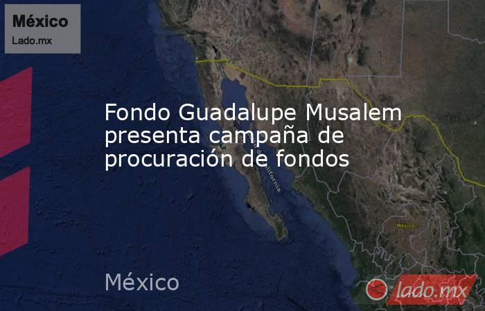 Fondo Guadalupe Musalem presenta campaña de procuración de fondos . Noticias en tiempo real