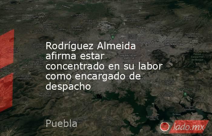 Rodríguez Almeida afirma estar concentrado en su labor como encargado de despacho. Noticias en tiempo real