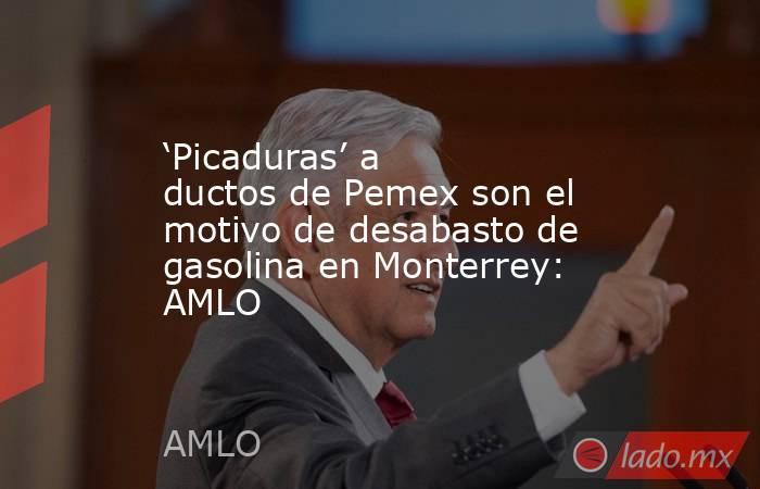 ‘Picaduras’ a ductos de Pemex son el motivo de desabasto de gasolina en Monterrey: AMLO. Noticias en tiempo real