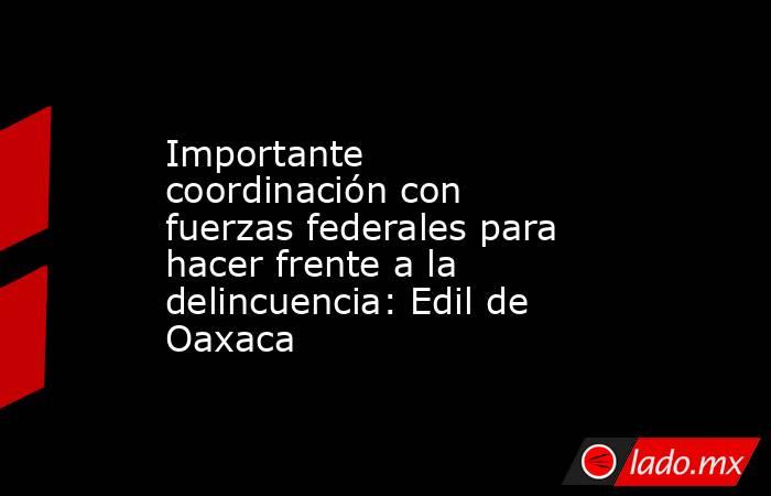 Importante coordinación con fuerzas federales para hacer frente a la delincuencia: Edil de Oaxaca. Noticias en tiempo real