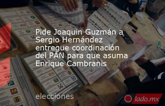 Pide Joaquin Guzmán a Sergio Hernández entregue coordinación del PAN para que asuma Enrique Cambranis. Noticias en tiempo real