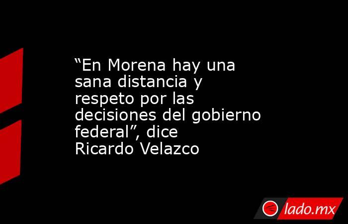 “En Morena hay una sana distancia y respeto por las decisiones del gobierno federal”, dice Ricardo Velazco. Noticias en tiempo real