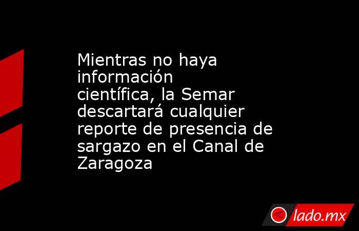 Mientras no haya información científica, la Semar descartará cualquier reporte de presencia de sargazo en el Canal de Zaragoza. Noticias en tiempo real