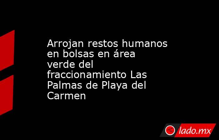 Arrojan restos humanos en bolsas en área verde del fraccionamiento Las Palmas de Playa del Carmen. Noticias en tiempo real